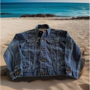 Levi Strauss Trucker Blue Denim Jacket 7747-604 Kids Boys Small (8-10 yrs)